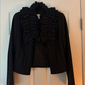 Black Ruffled Collar Jacket- NWOT